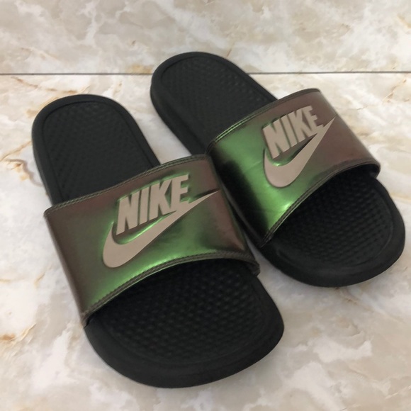 nike iridescent slides